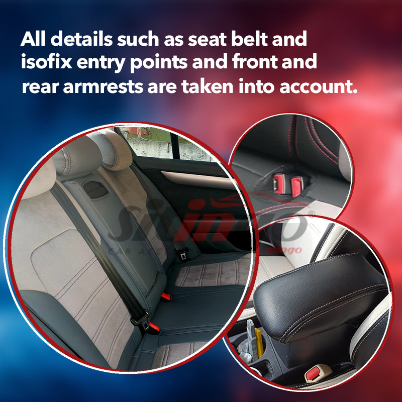 All details such as seat belt and isofix entry points and front and rear armrests are taken into account.