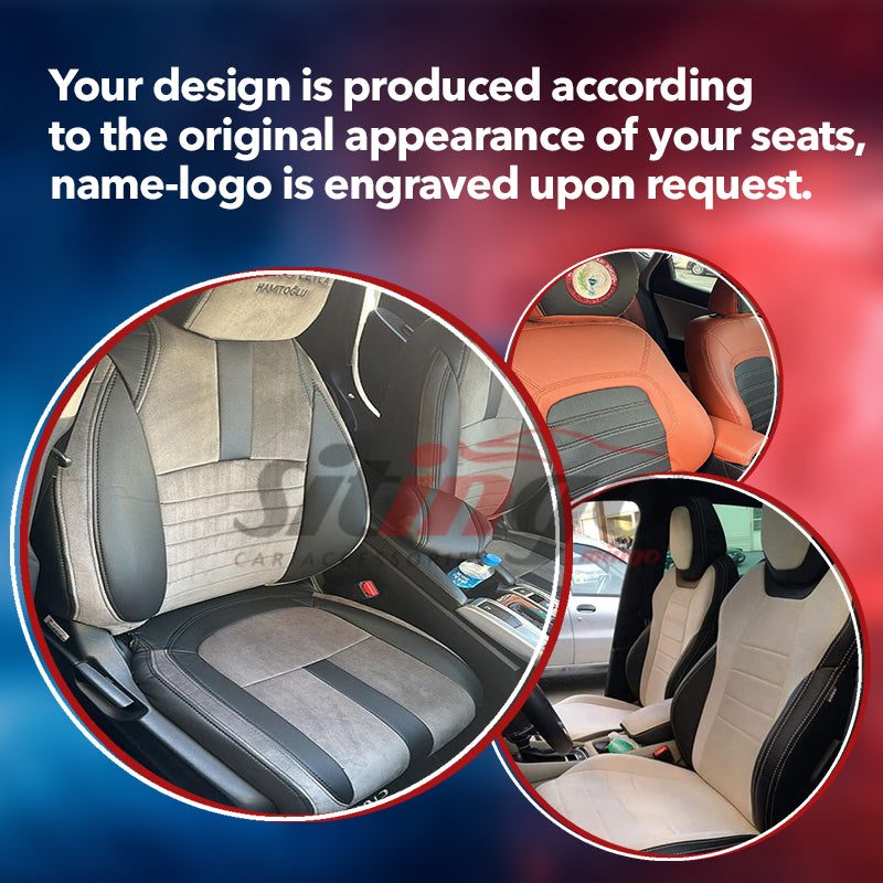 Your design is produced according to the original appearance of your seats, name-logo is engraved upon request.